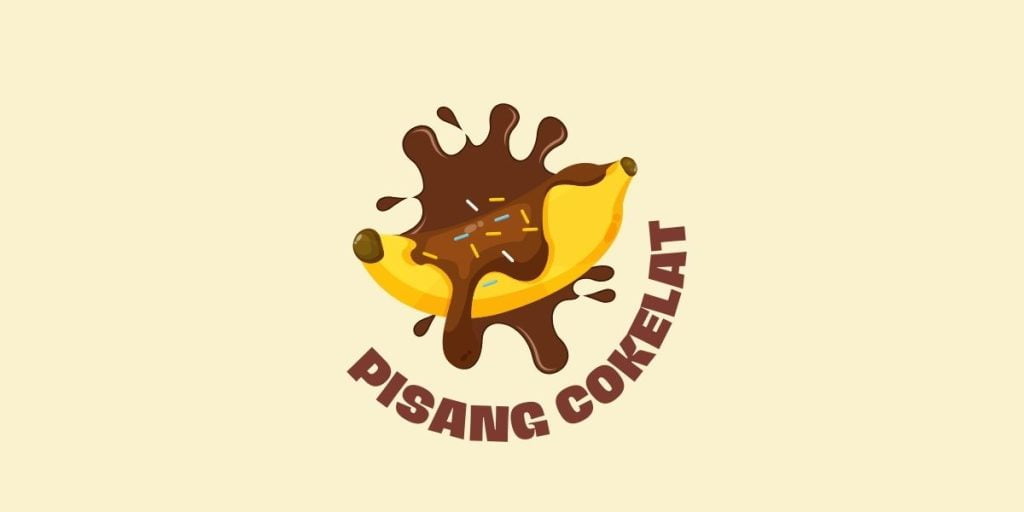 Stiker label pisang cokelat